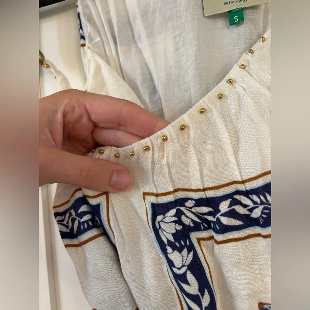 new Farm Rio Off-White Ana Tapestry Fish Strap Maxi Dress - Picture 6 of 9